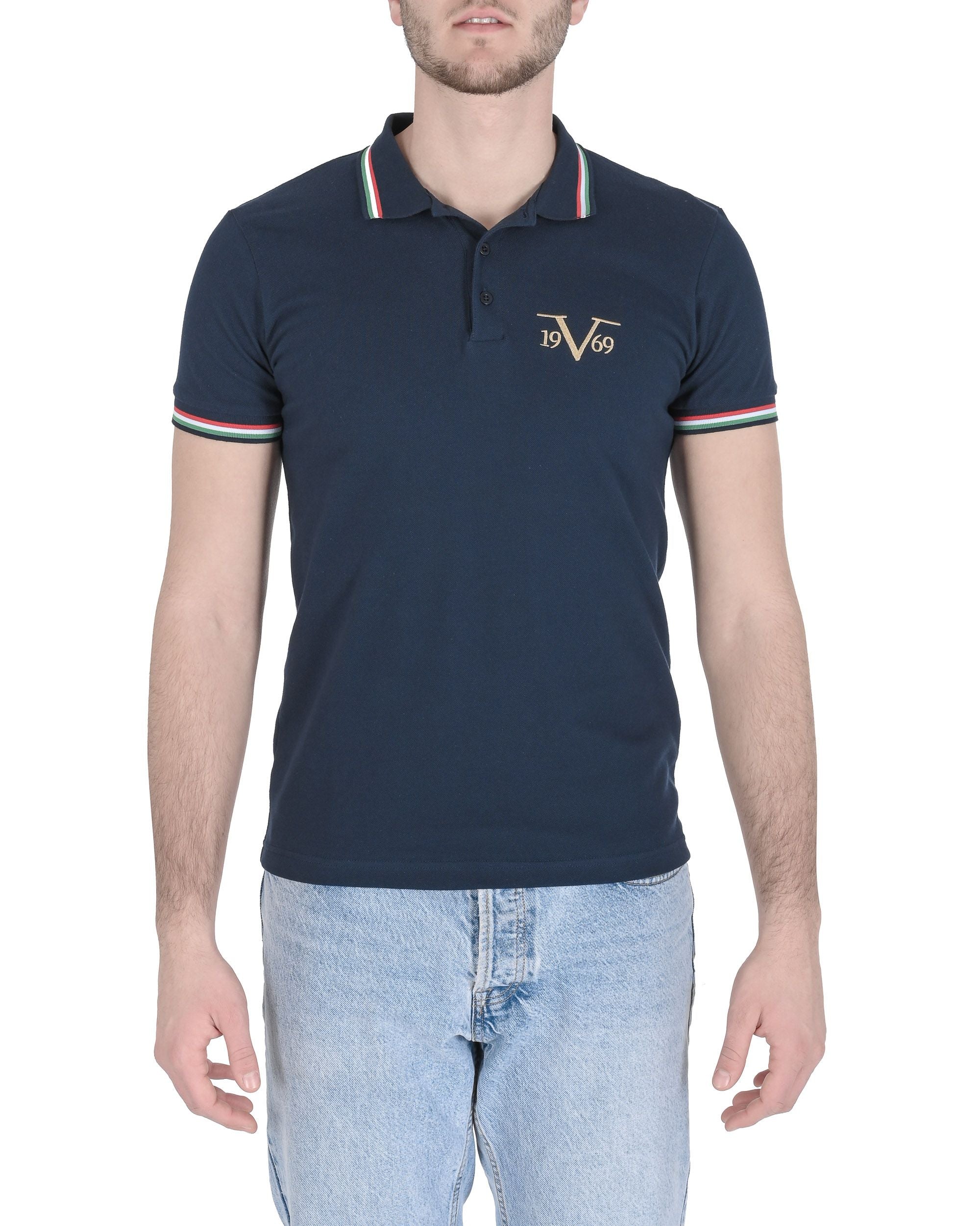 19V69 Italia Polo para hombre OLAF AZUL OSCURO
