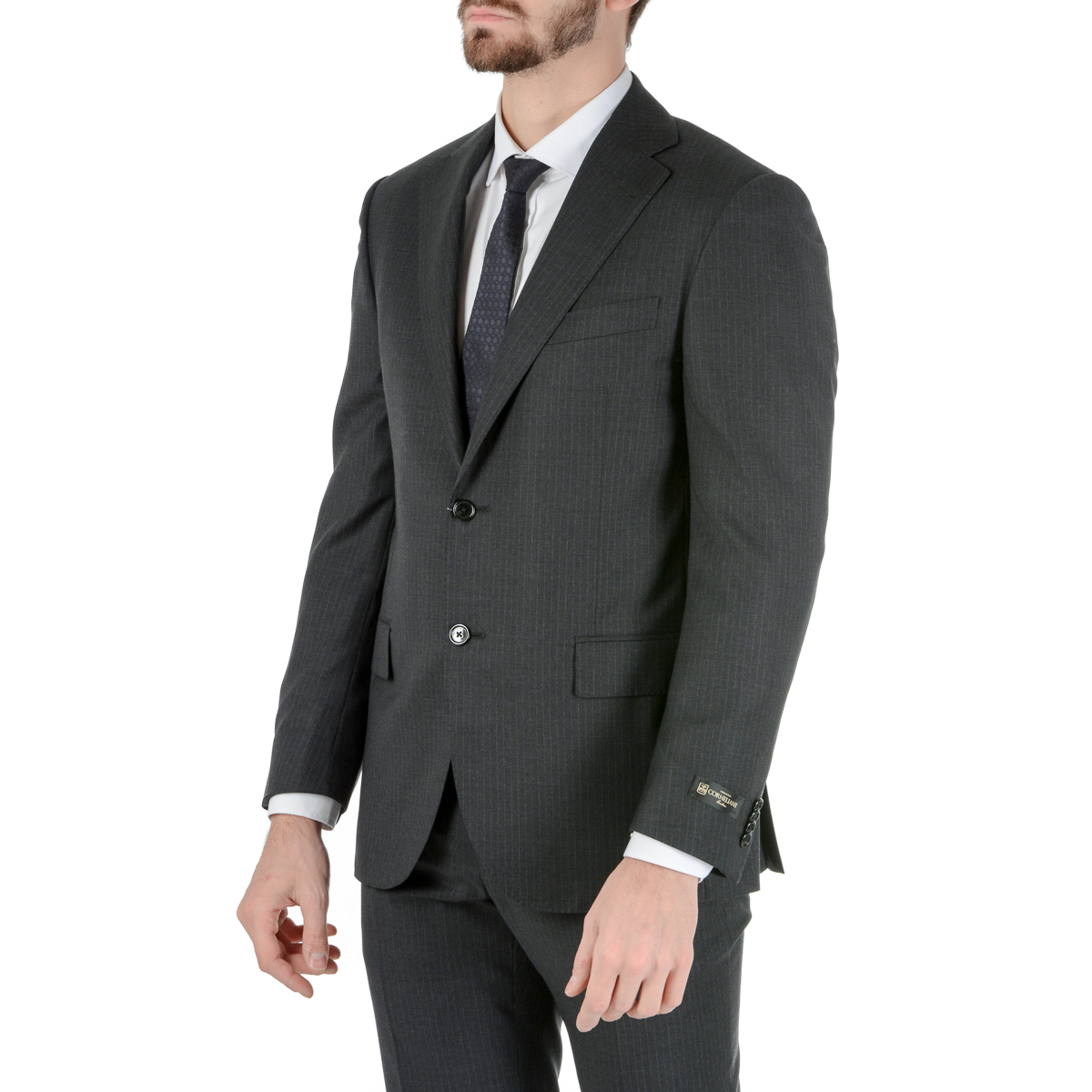 Corneliani Mens Suit Long Sleeves Dark Grey Super 130's