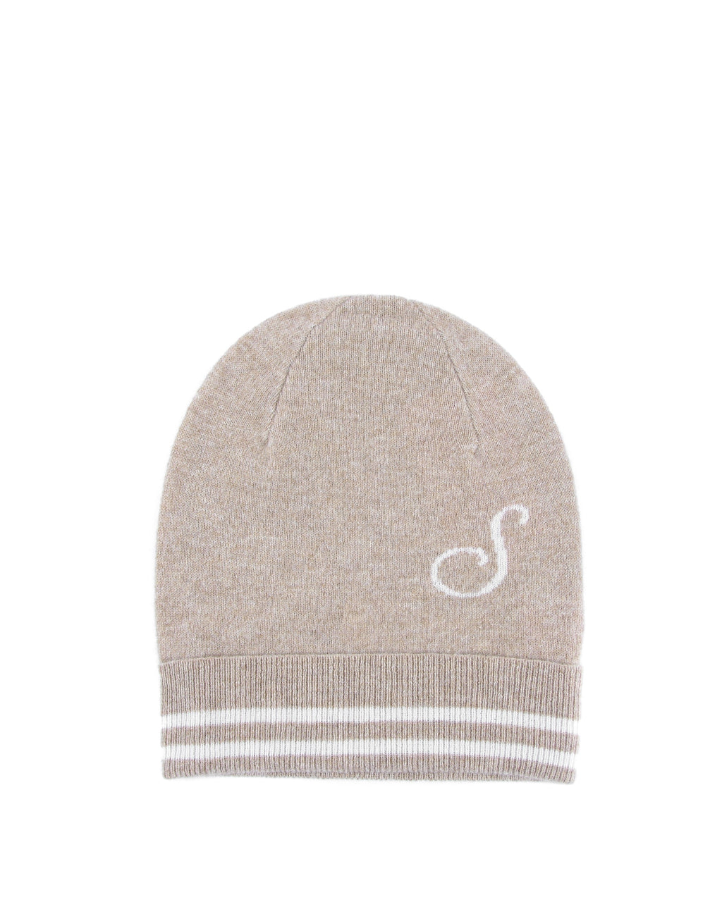 Gorro de cachemira con monograma - Camel