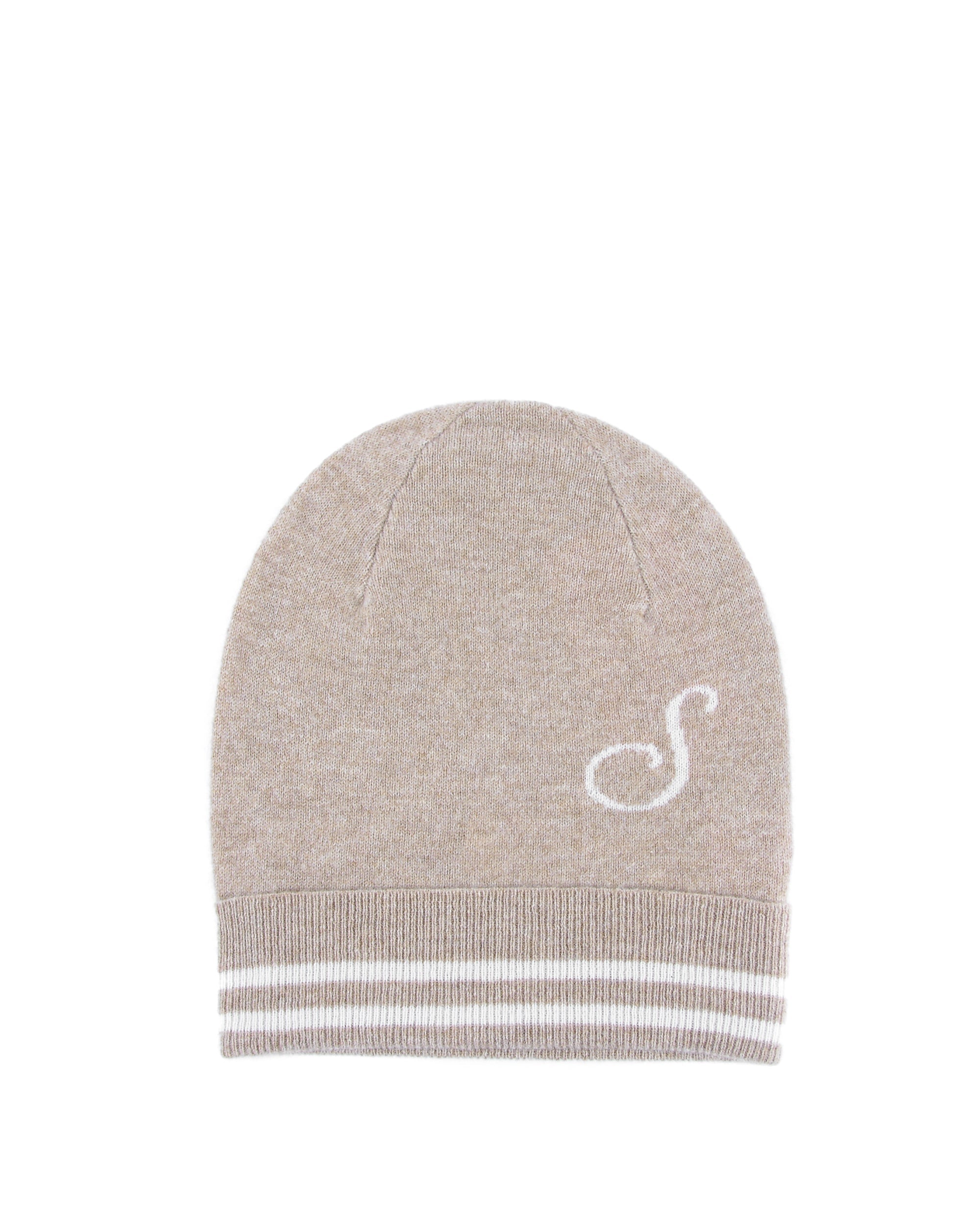 Gorro de cachemira con monograma - Camel