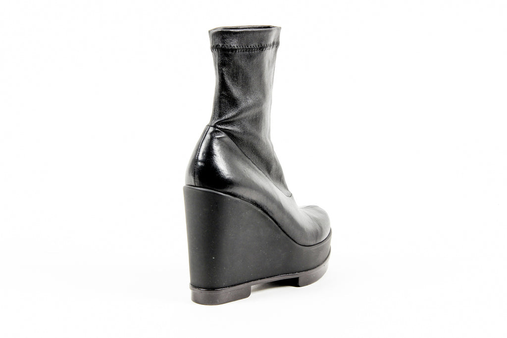 Robert Clergerie Paris Botas cortas de cuña para mujer SOUZIJ AGNEAU STRETCH NOIR DBL NR