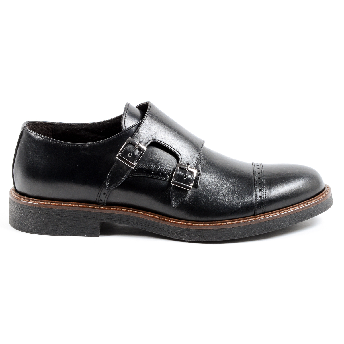 Andrew Charles Mens Monk Strap Shoe Black KURT