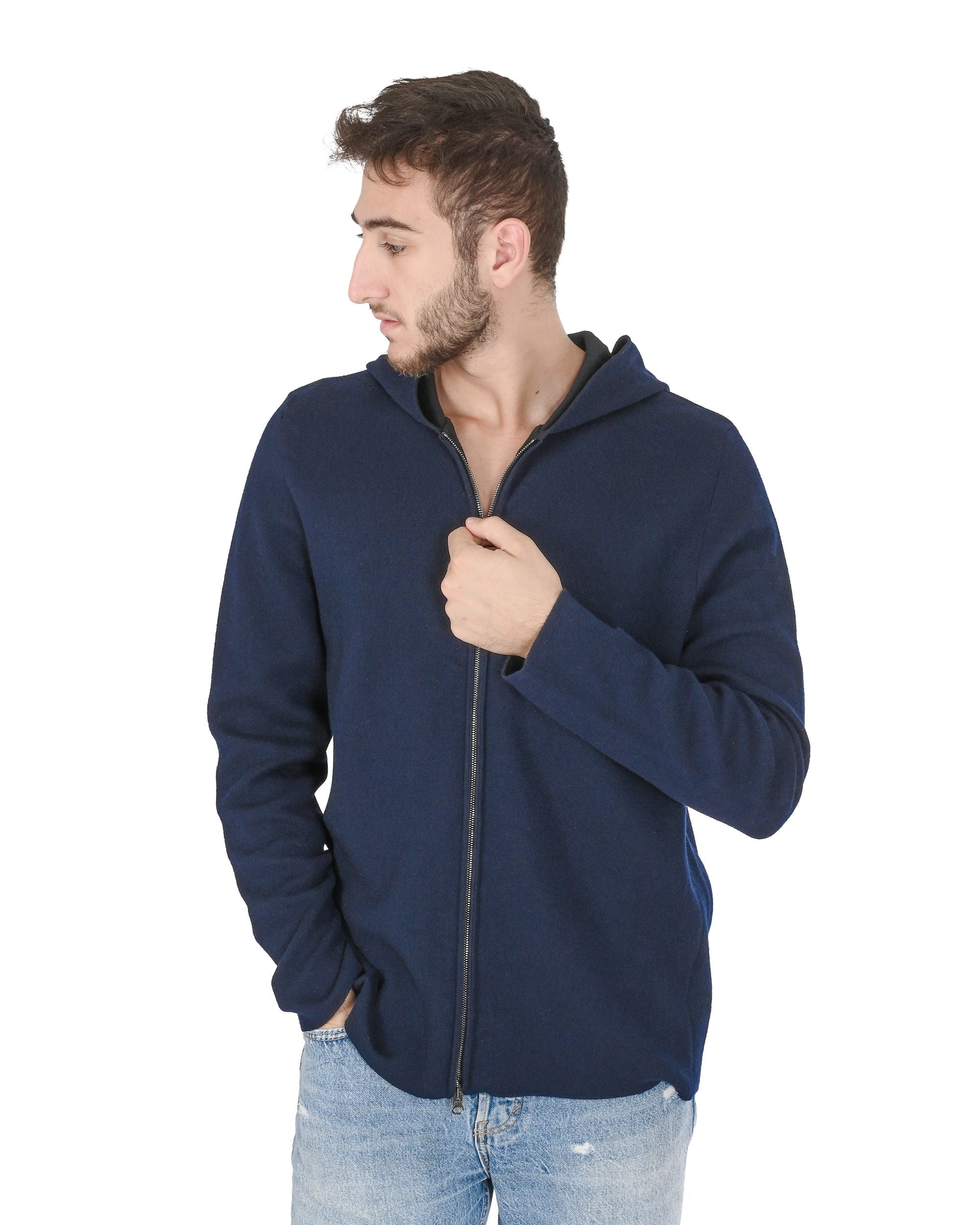 Sudadera con capucha de cachemira Crown of Edinburgh para hombre, COE 0055 NAVY
