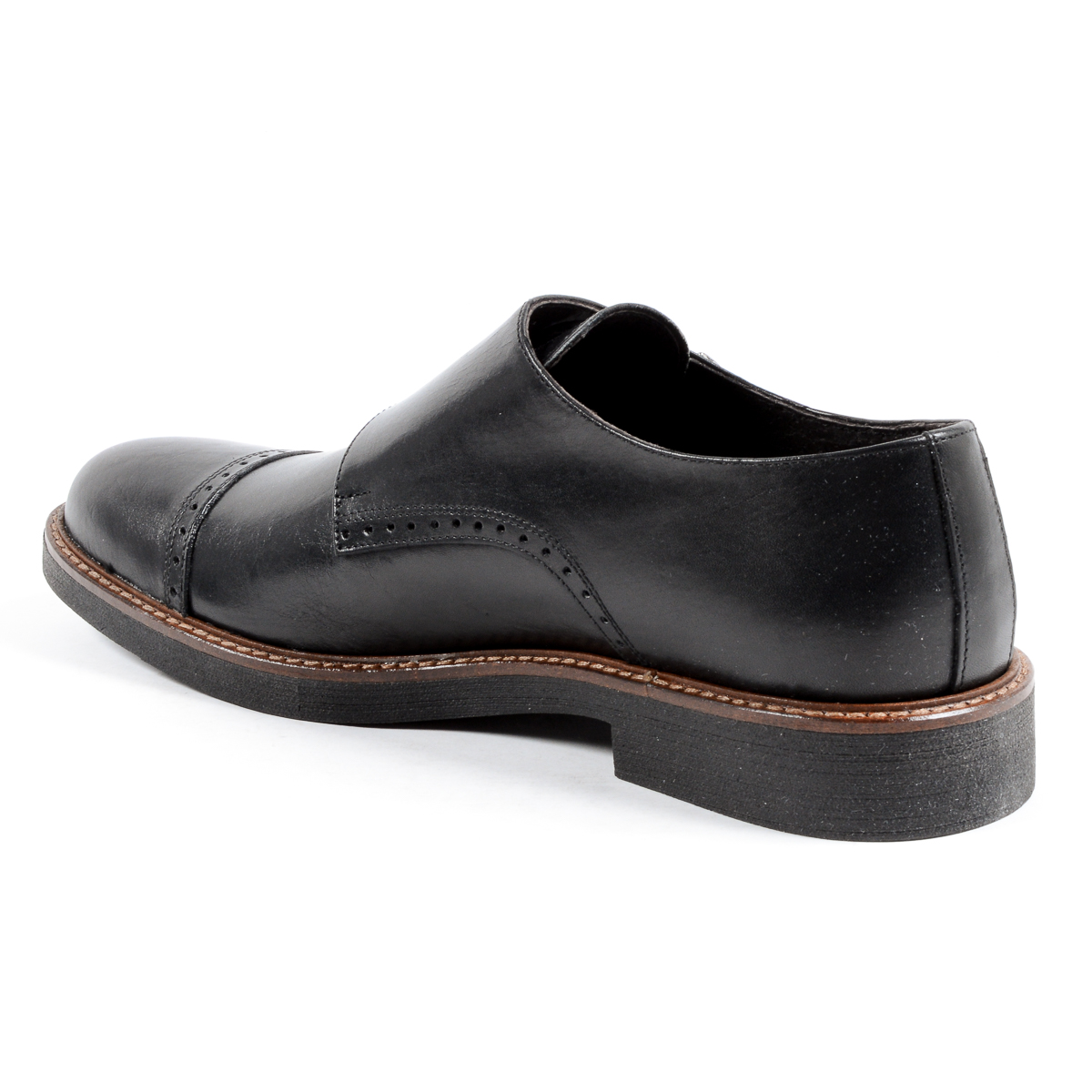 Andrew Charles Mens Monk Strap Shoe Black KURT
