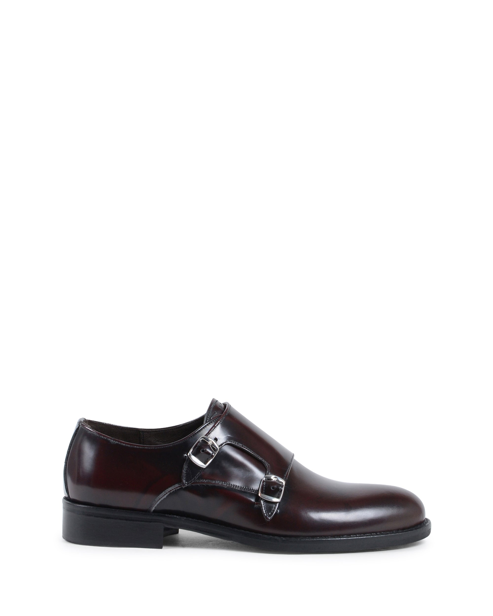 19V69 Italia - Zapato de doble hebilla para hombre, color burdeos 1210 MP ABRASIVATO BORDEAUX