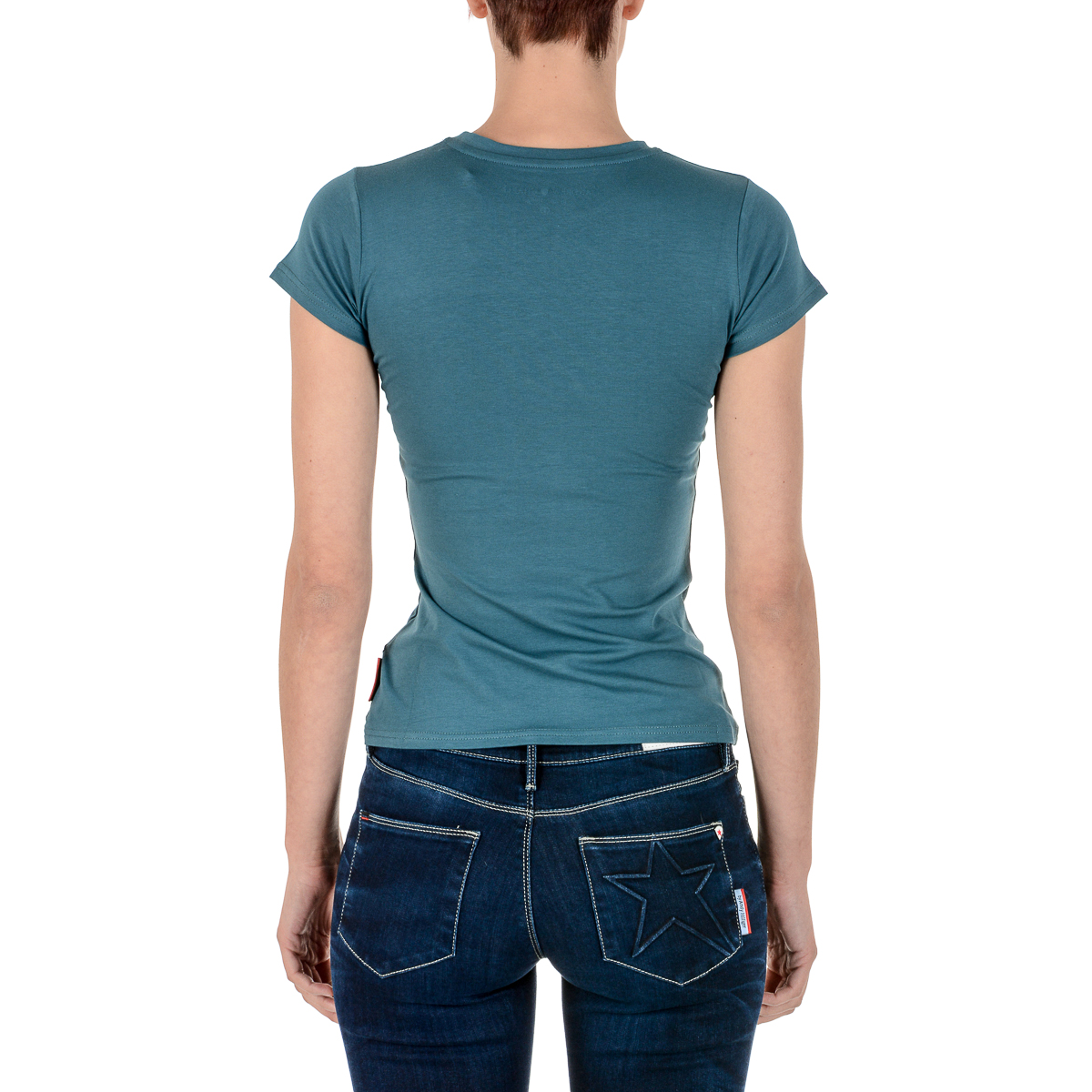 Camiseta Andrew Charles para mujer, manga corta, cuello redondo, verde TARANA