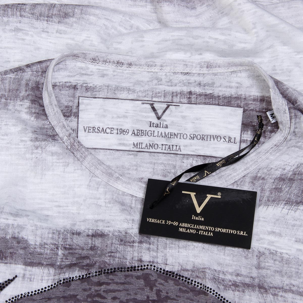 V 1969 Italia Mens T-shirt Short Sleeves Round Neck White LOGAN