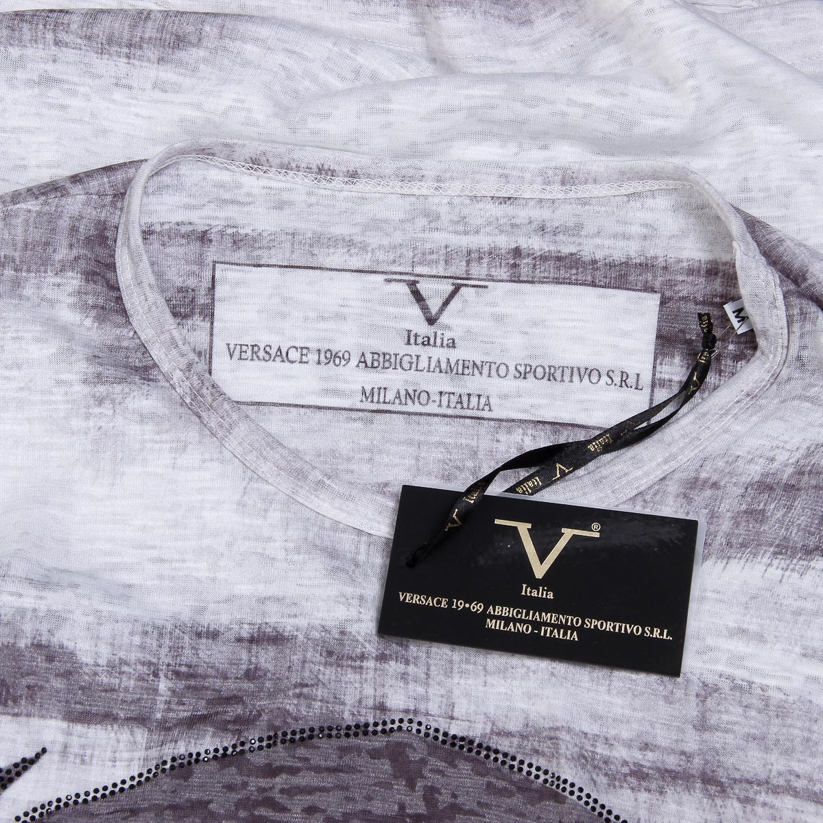 V 1969 Italia Mens T-shirt Short Sleeves Round Neck White LOGAN