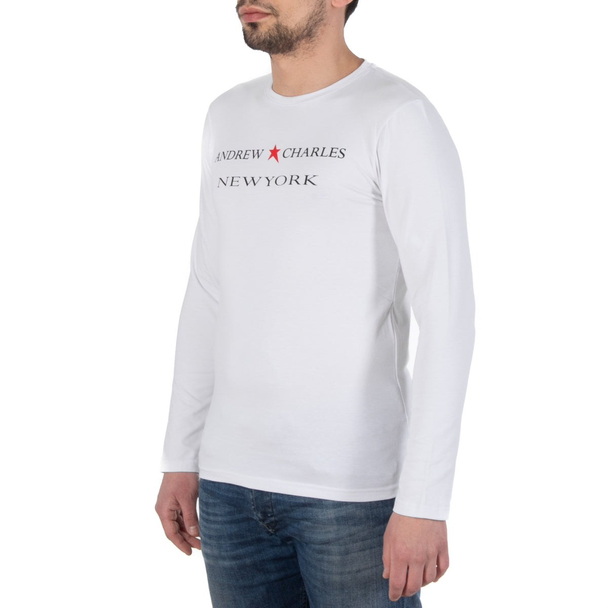 Camiseta de manga larga para hombre Andrew Charles By Andy Hilfiger TS160 031002 SELMA WHITE 003