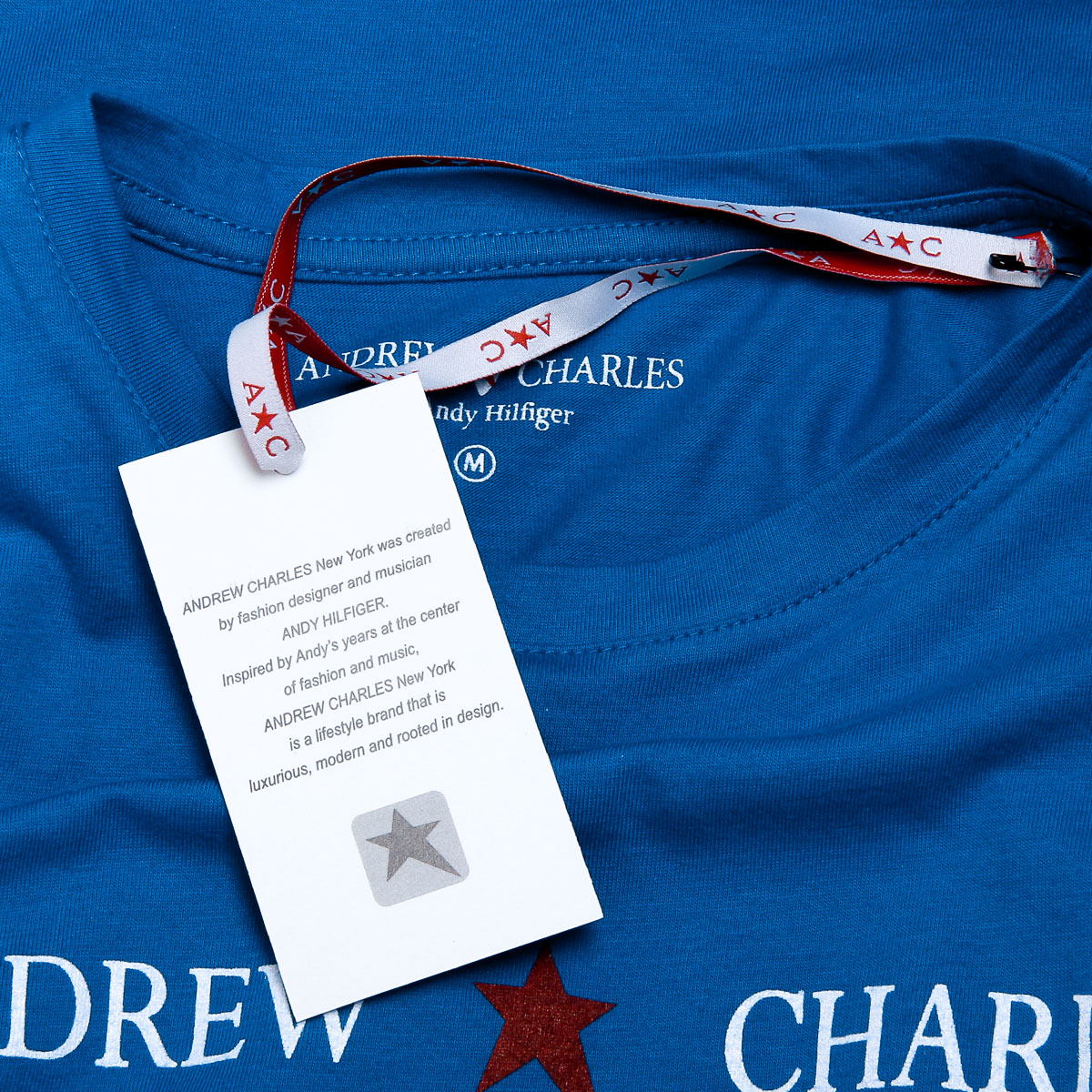 Camiseta Andrew Charles para mujer, manga corta, cuello redondo, azul, TARANA