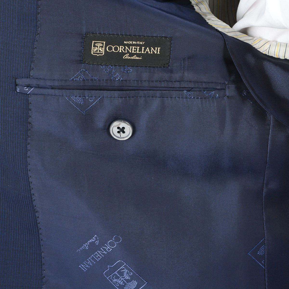 Corneliani Mens Suit Long Sleeves Dark Blue Super 130's