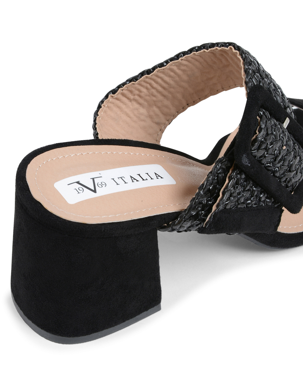 19V69 Italia Sandalias tipo mule para mujer, color negro, V20 NEGRO