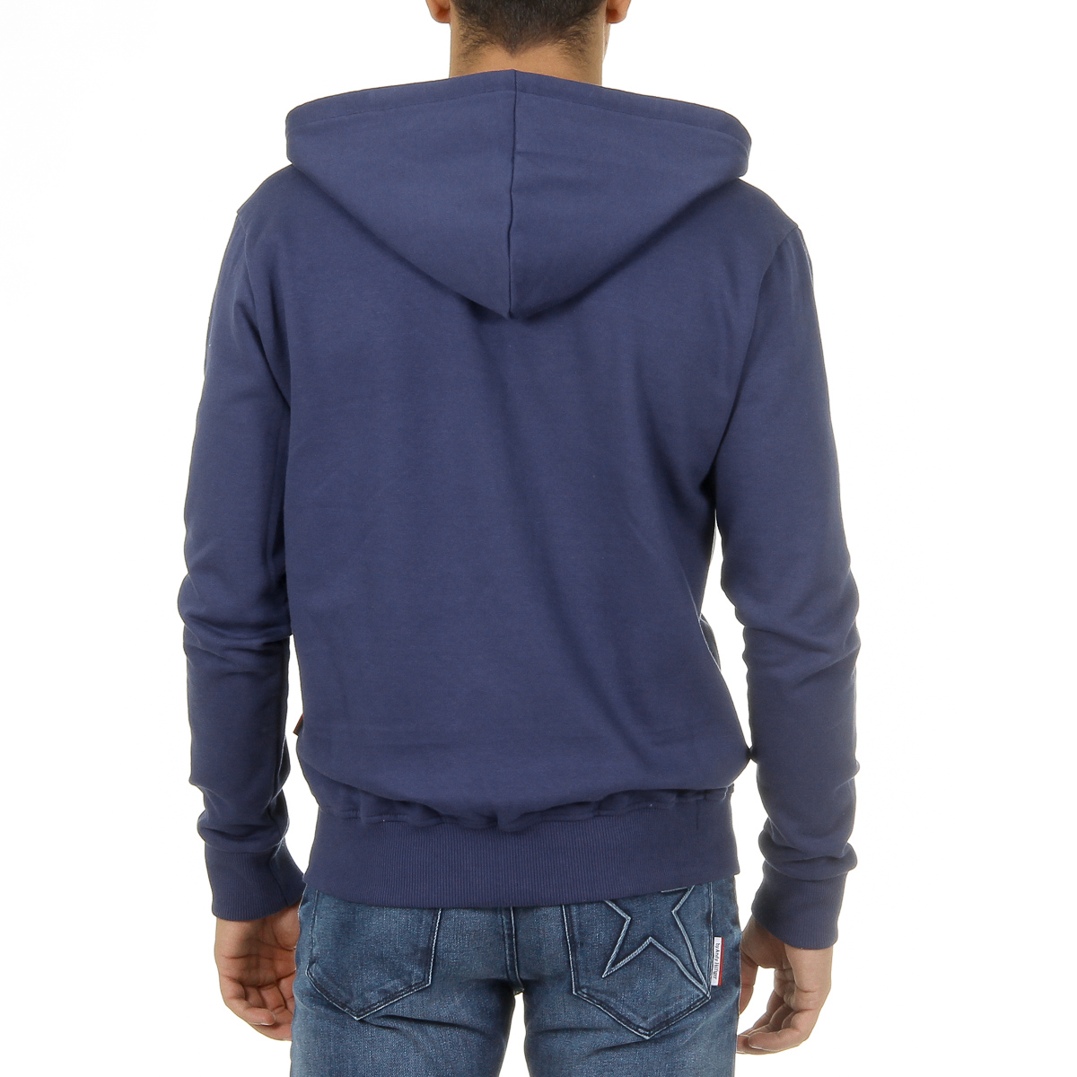 Sudadera con capucha Andrew Charles para hombre con cremallera, manga larga, cuello redondo, azul FELA