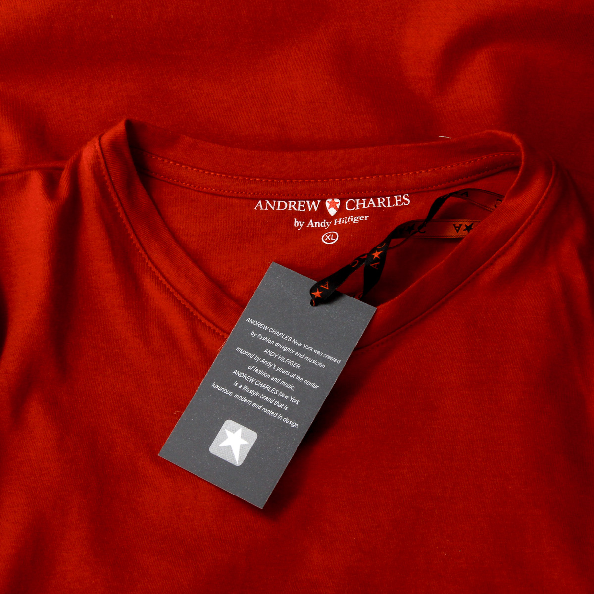 Camiseta Andrew Charles para hombre, manga corta, cuello redondo, roja, KEITA