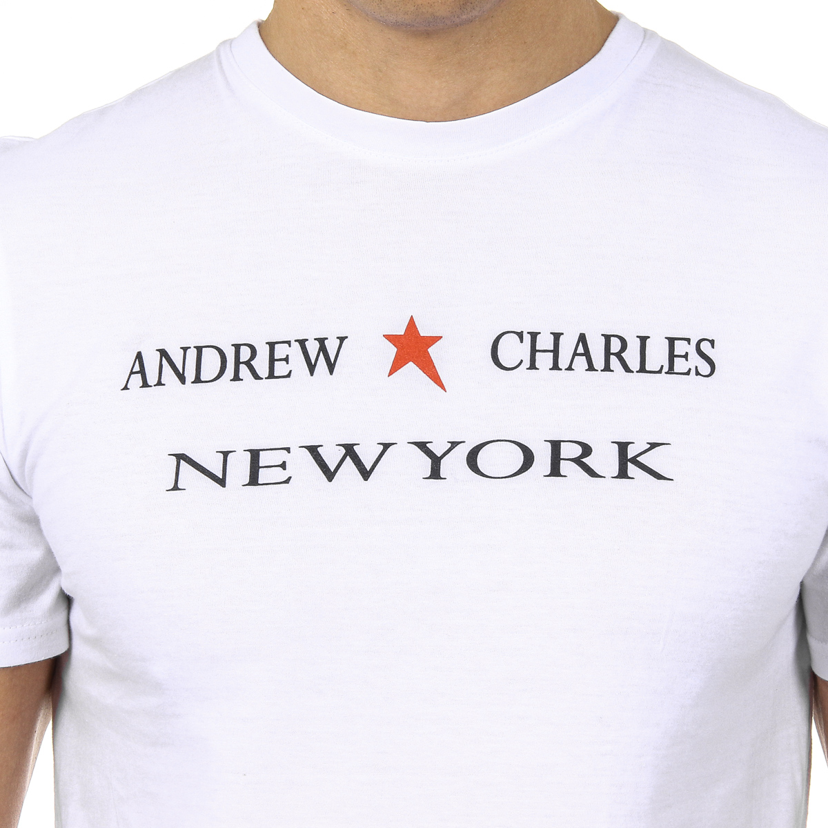 Camiseta Andrew Charles para hombre, manga corta, cuello redondo, blanca, KEITA