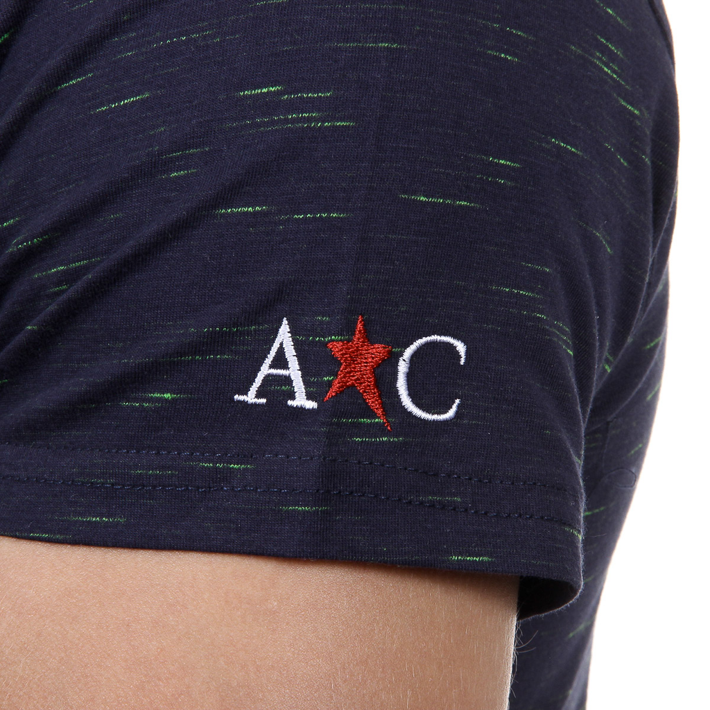 Andrew Charles Mens T-Shirt Short Sleeves Round Neck Dark Blue DYLAN