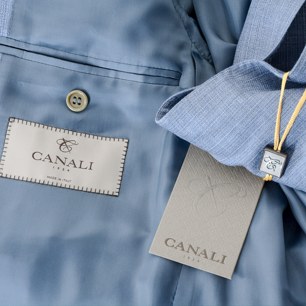 Canali Mens Suit Long Sleeves Light Blue