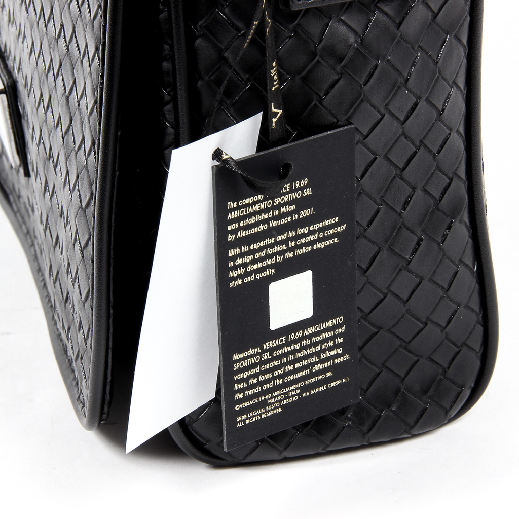 Bolso de mano para hombre V 1969 Italia negro LEROY