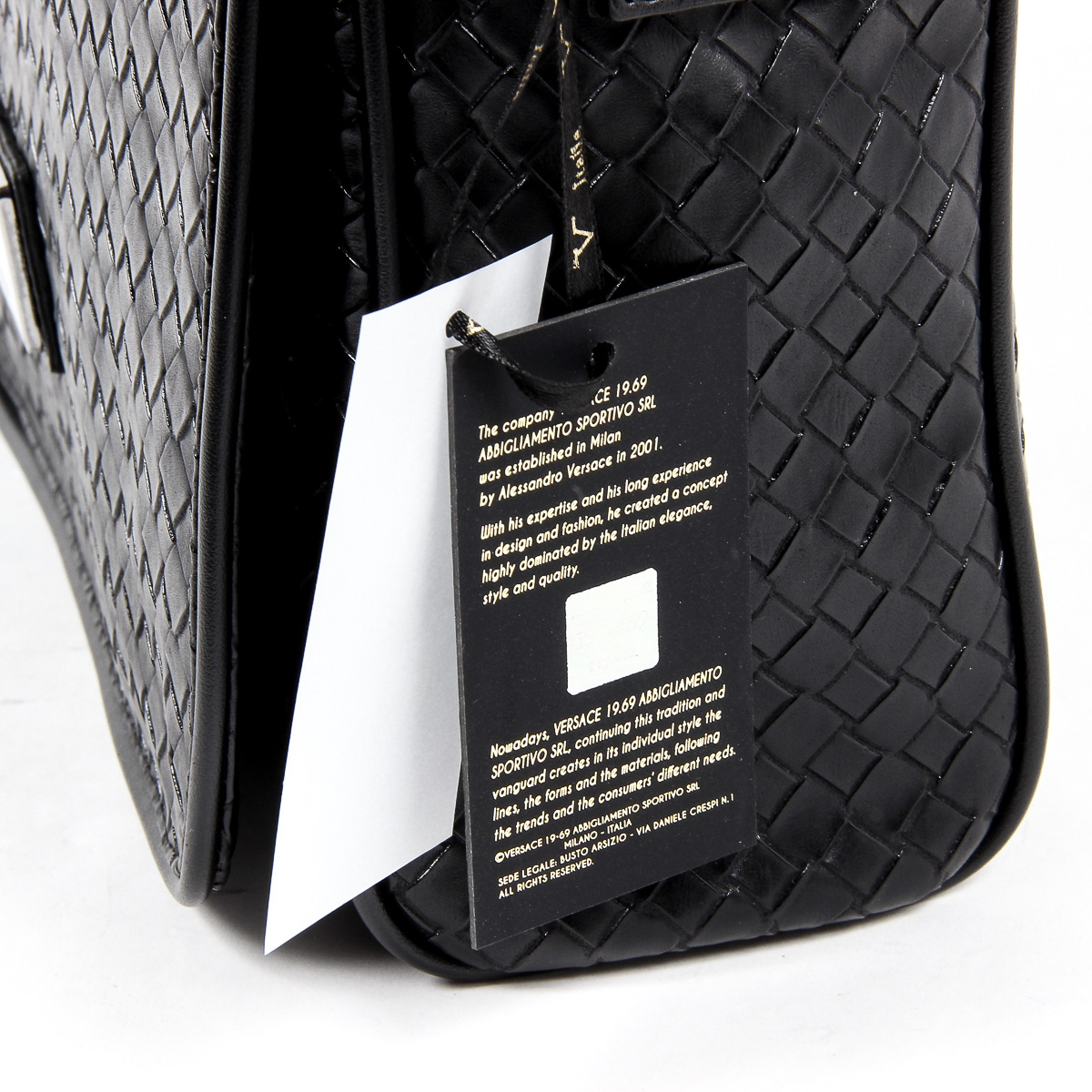 Bolso de mano para hombre V 1969 Italia negro LEROY