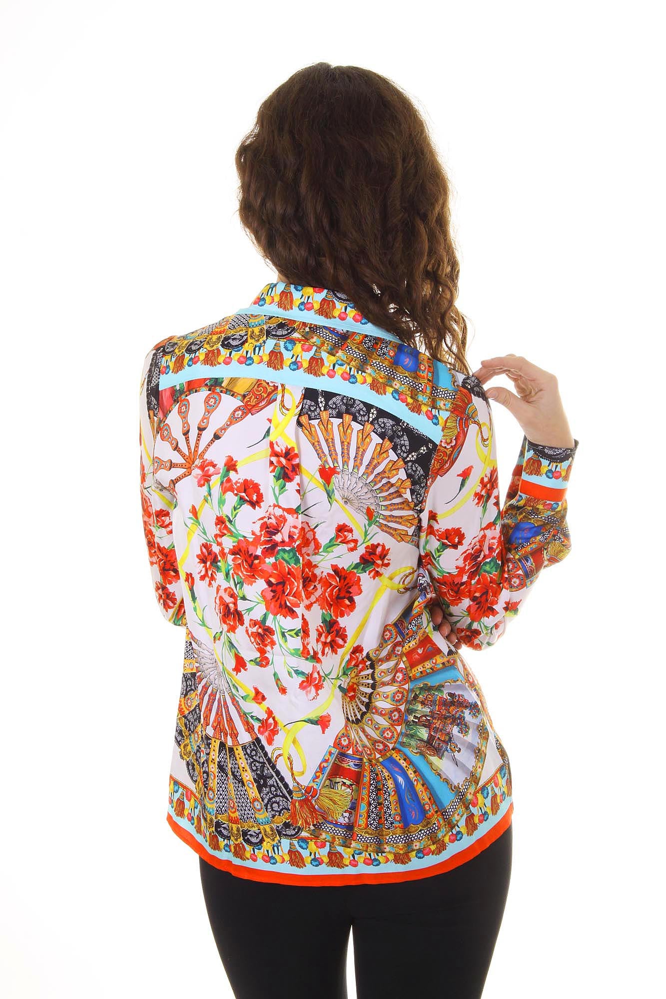 Dolce & Gabbana Carretto Siciliano camisa de mujer manga larga F5F01T FP122 X0800