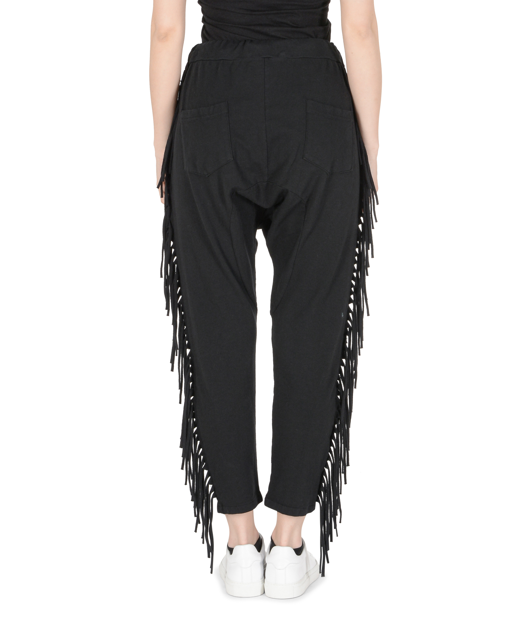 19V69 Italia Pantalones de mujer negros con flecos negros