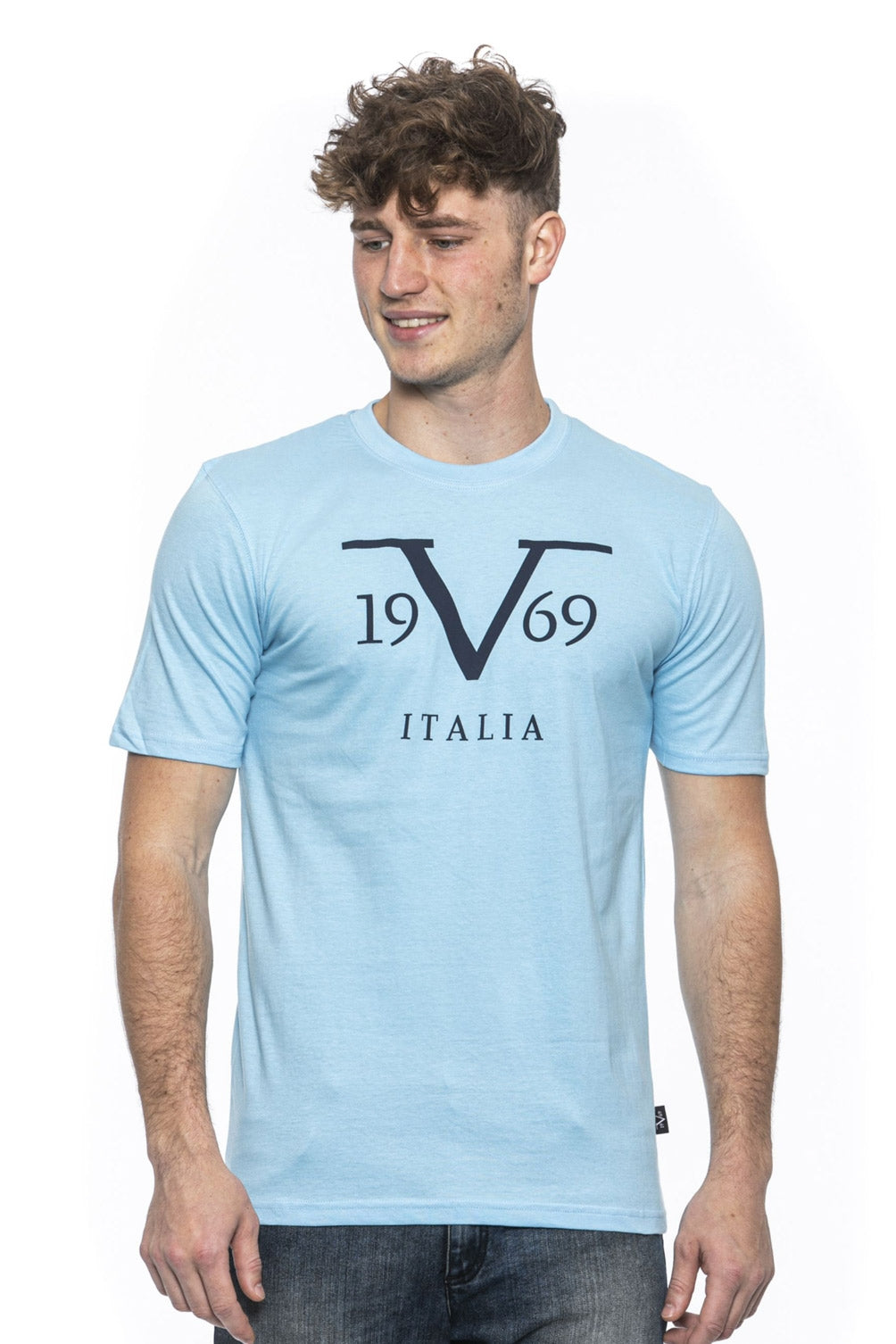 19V69 Italia Camiseta para hombre Azul RAYAN AZUL CLARO