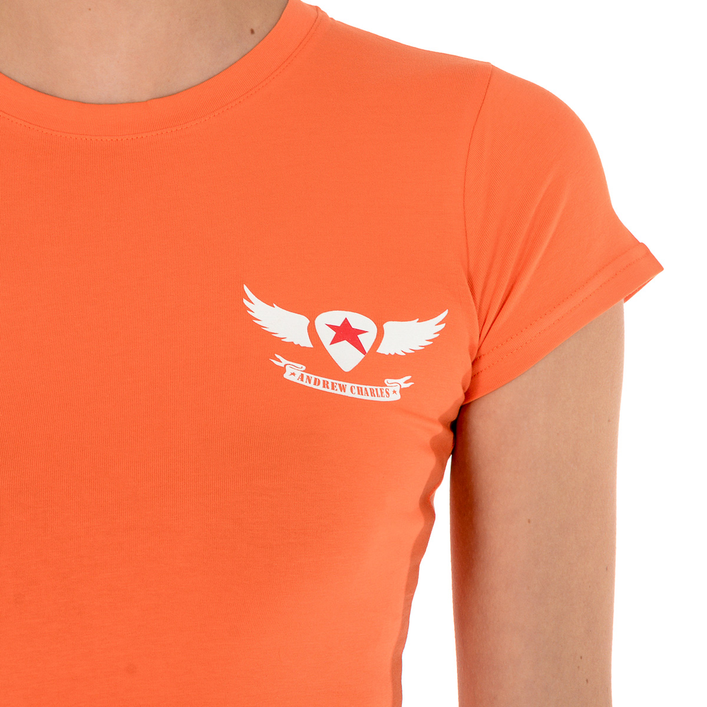 Camiseta Andrew Charles para mujer, manga corta, cuello redondo, naranja, TARANA