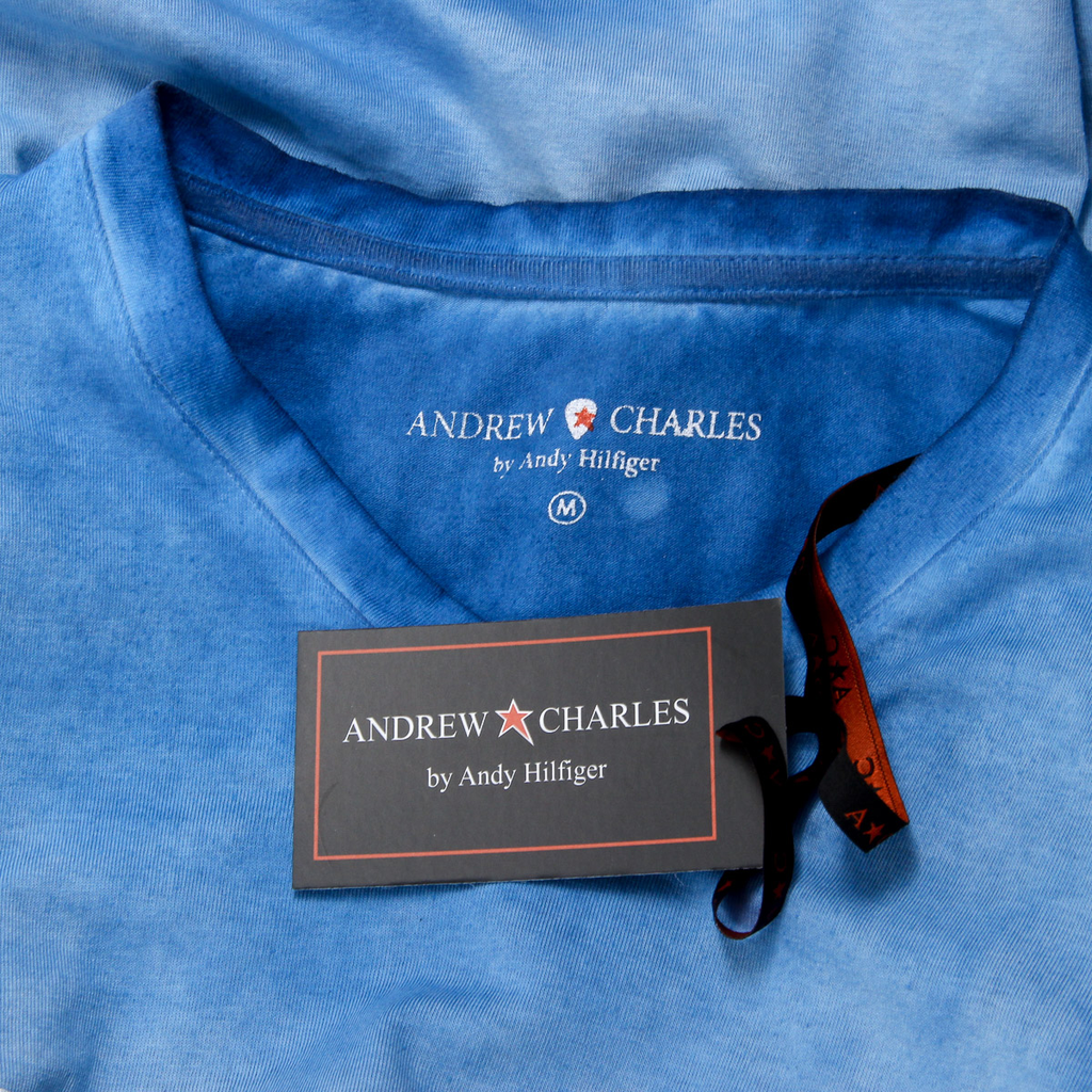 Camiseta Andrew Charles para hombre, manga corta, cuello en V, azul claro, KOFI