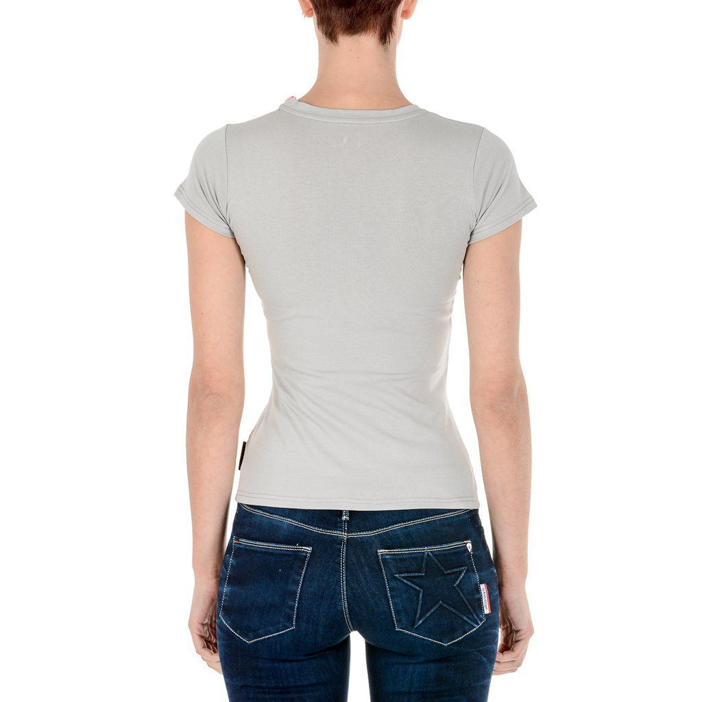 Camiseta Andrew Charles para mujer, manga corta, cuello redondo, gris, TARANA