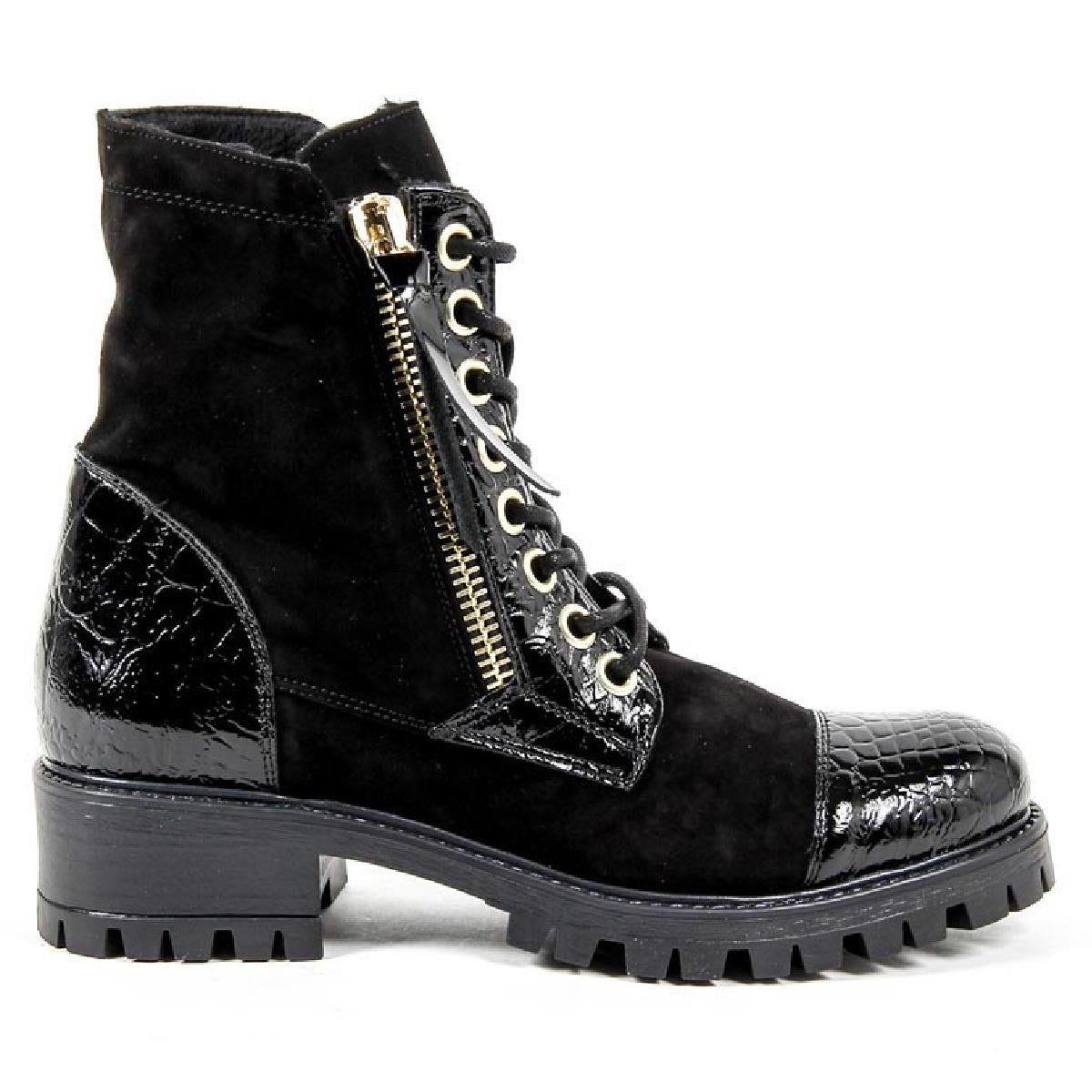 Bota Corta Mujer V 1969 Italia B1476 CAMOSCIO COCCO NERO