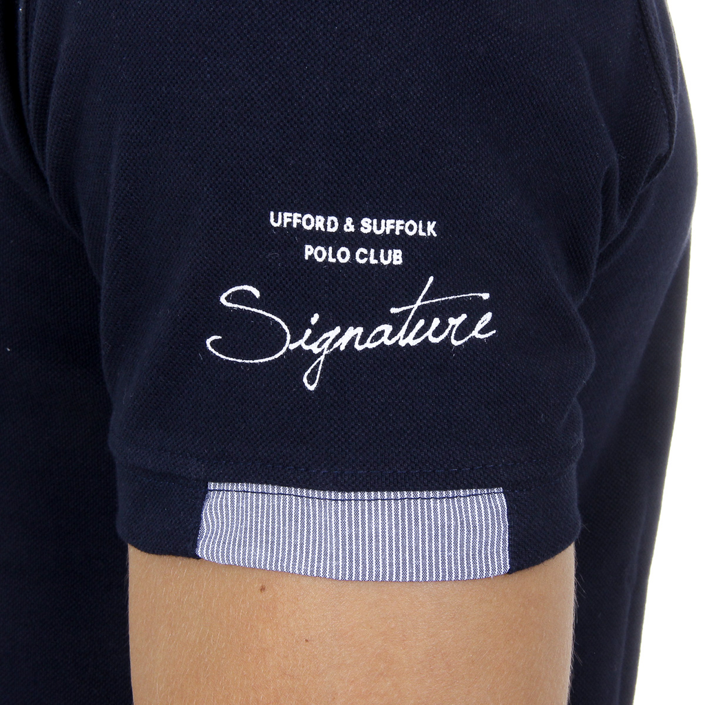 Polo Ufford & Suffolk Polo Club para hombre, manga corta, US025, azul marino