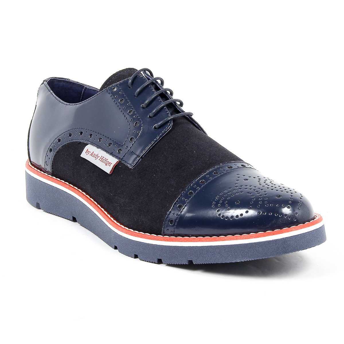 Andrew Charles Zapato Oxford Brogue para hombre 911 ABRASIVATO CAMOSCIO BLEU