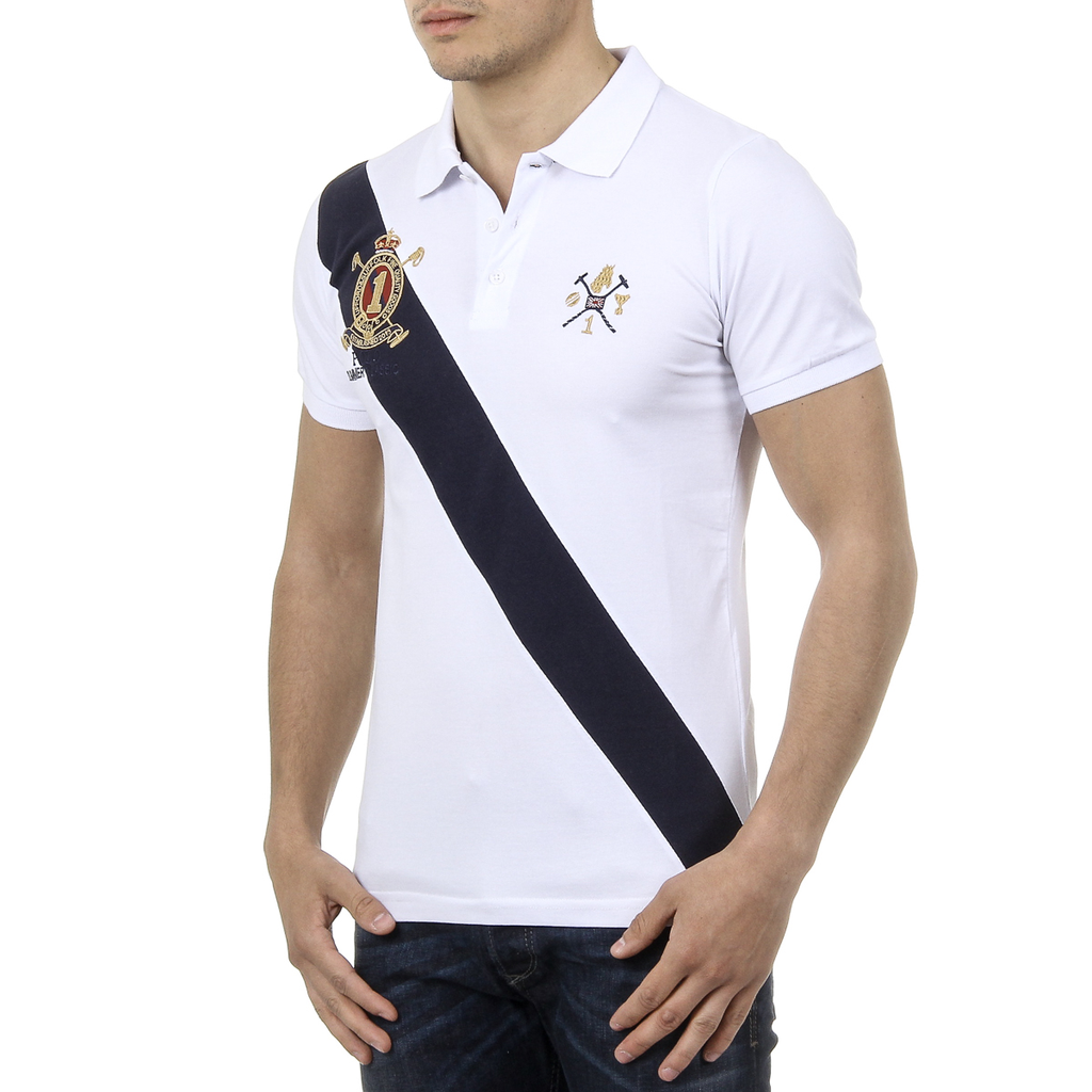 Polo Ufford & Suffolk Polo Club para hombre, manga corta, US004, blanco
