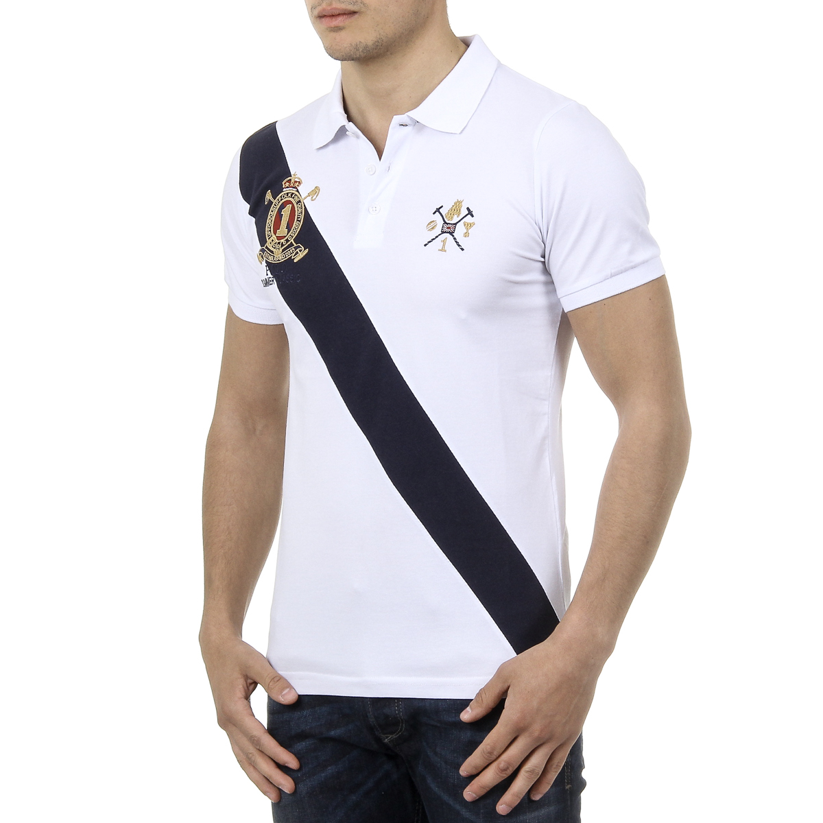 Polo Ufford & Suffolk Polo Club para hombre, manga corta, US004, blanco