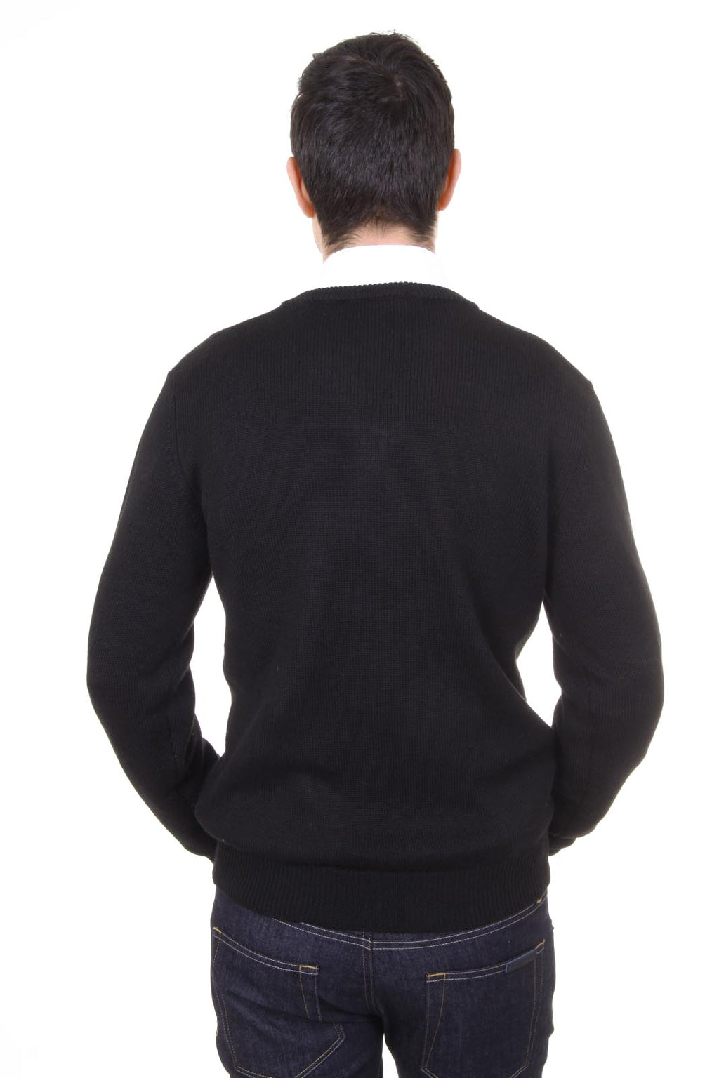 V 1969 Italia Jersey con cuello de pico para hombre 9803 SCOLLO V NERO