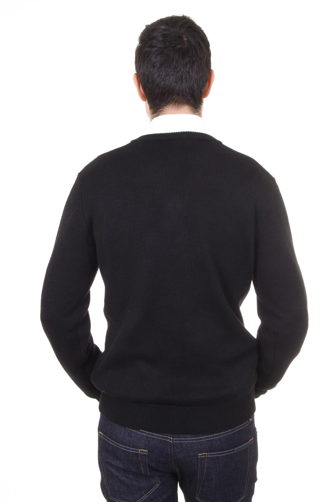 V 1969 Italia Jersey con cuello de pico para hombre 9803 SCOLLO V NERO