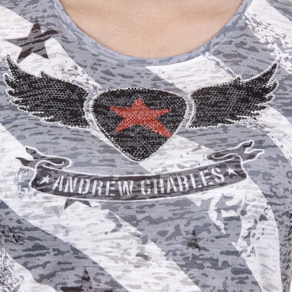 Andrew Charles Womens T-shirt Short Sleeves Round Neck Grey CAROLINE
