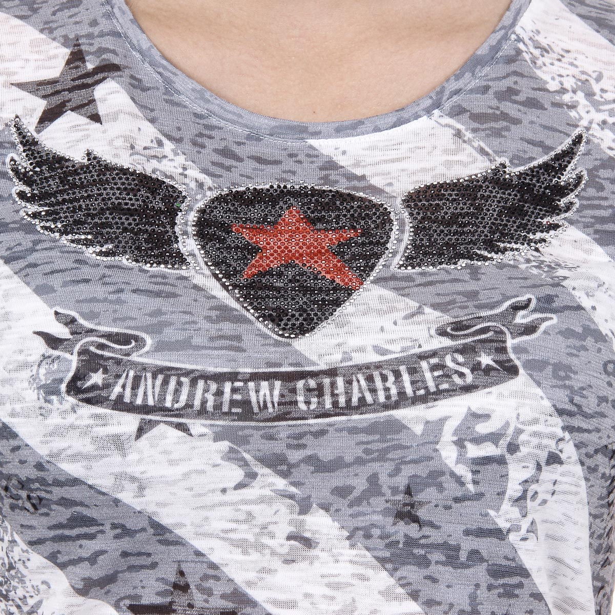 Andrew Charles Womens T-shirt Short Sleeves Round Neck Grey CAROLINE