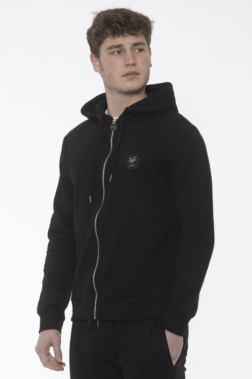 Suéter italiano para hombre 19V69, color negro, Morris Black