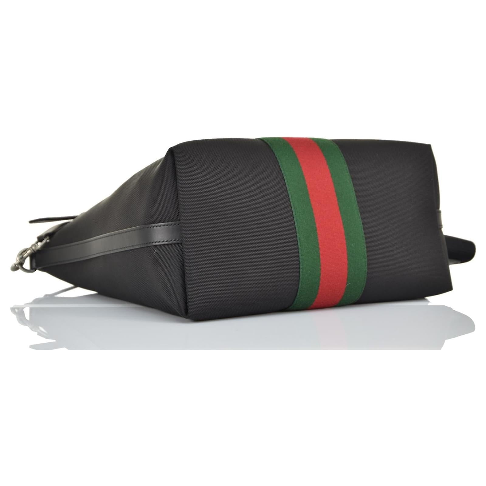Bolso tote Gucci Web Stripe para hombre, color negro