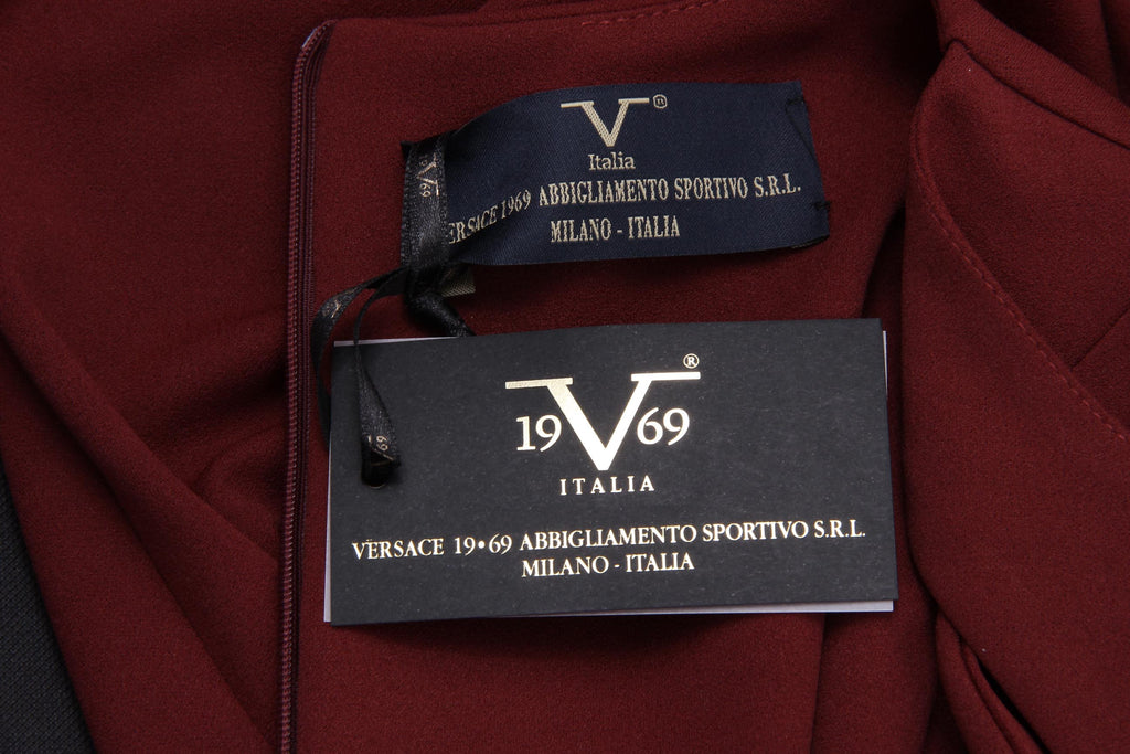 V 1969 Italia Vestido de mujer ABITO VARDY TESS. CREPÉ DE BUCEO BURDEOS