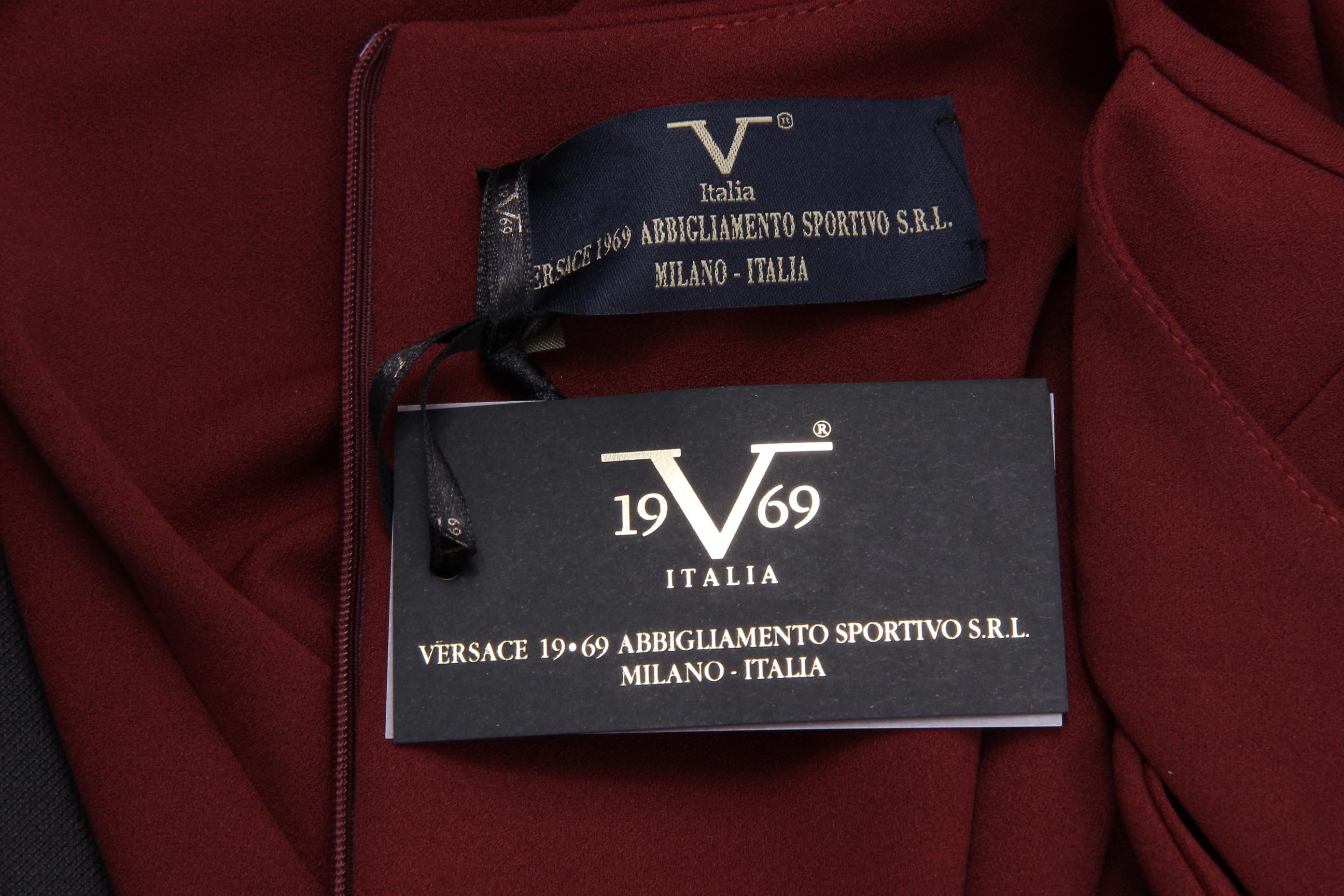 V 1969 Italia Vestido de mujer ABITO VARDY TESS. CREPÉ DE BUCEO BURDEOS