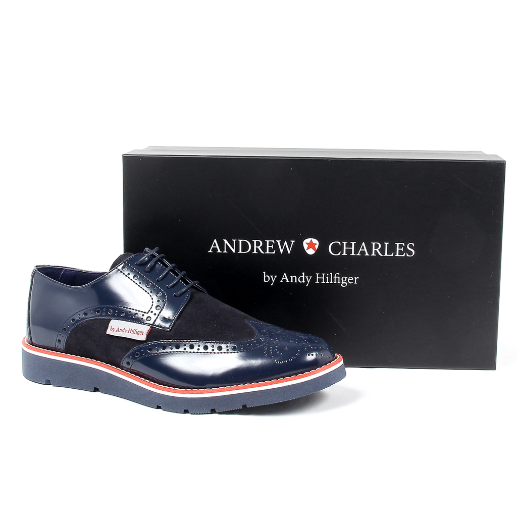 Andrew Charles Zapato Oxford Brogue para hombre 914 ABRASIVATO CAMOSCIO BLEU