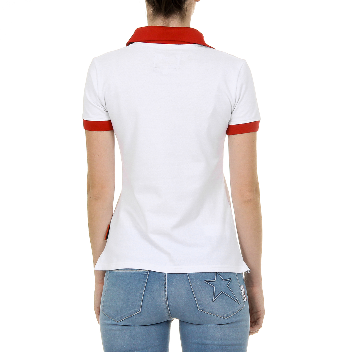 Polo Andrew Charles para mujer, manga corta, blanco, NIA