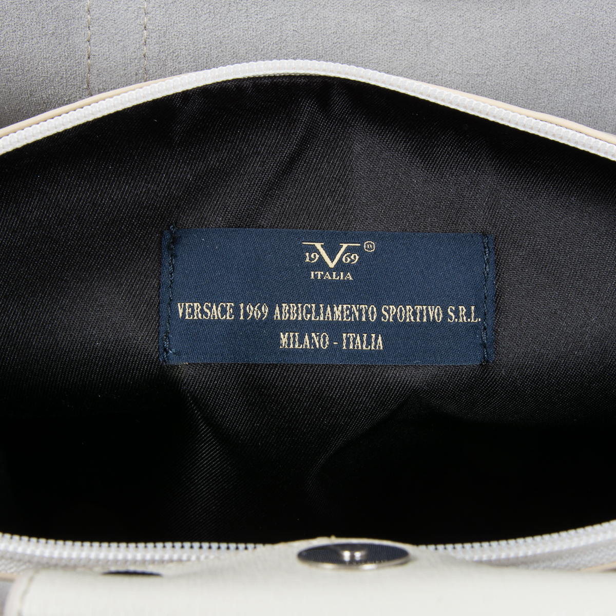 Bolso de mano para mujer V 1969 Italia en JERSEY blanco
