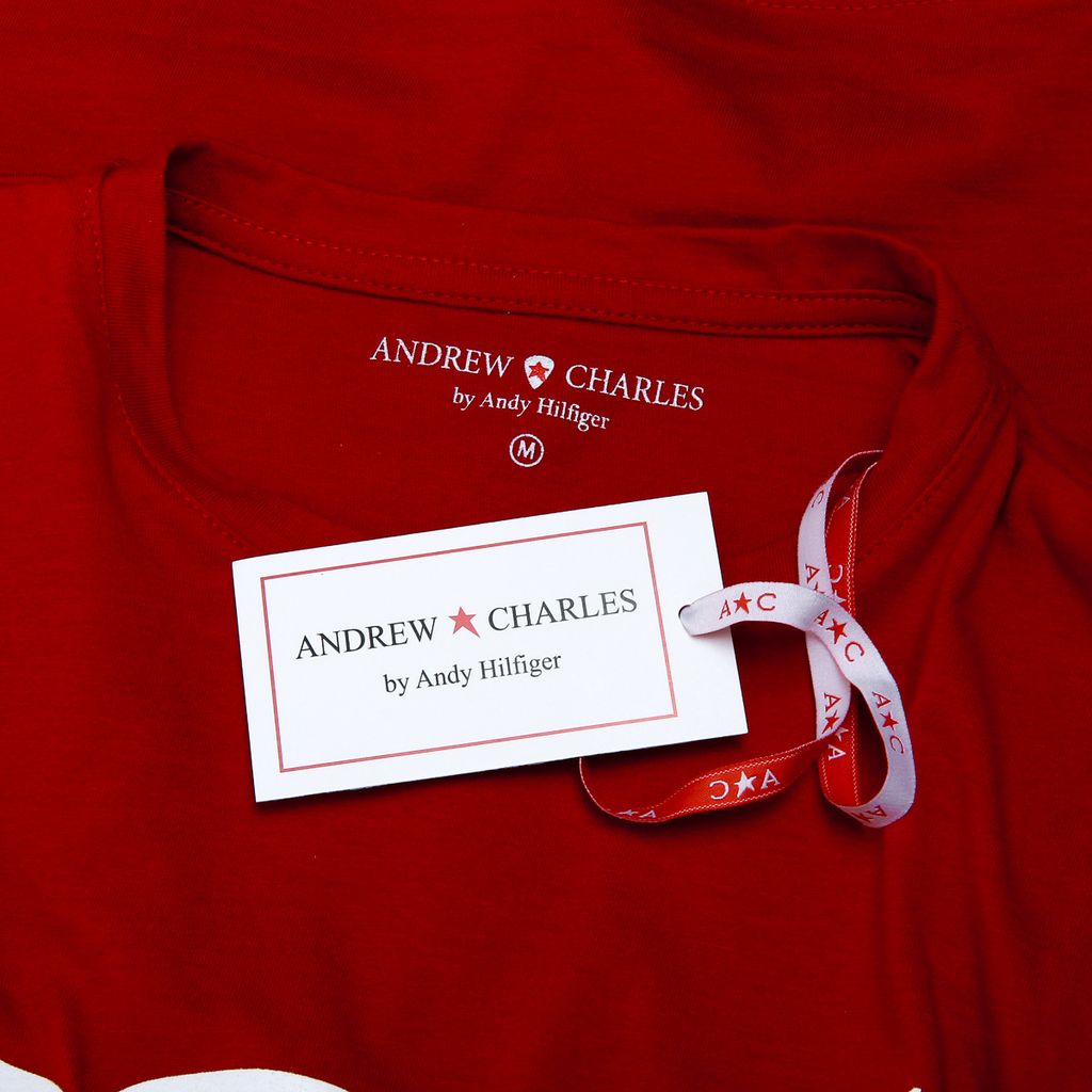 Camiseta Andrew Charles para mujer, manga corta, cuello redondo, color rojo TARANA