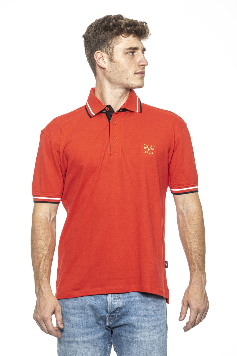 19V69 Italia Polo para hombre rojo RETRO ROJO