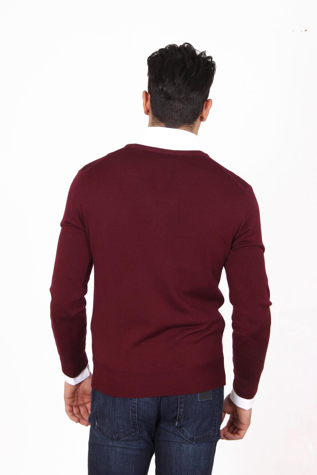 V 1969 Italia Jersey con cuello de pico para hombre 9801 SCOLLO V BORDEAUX