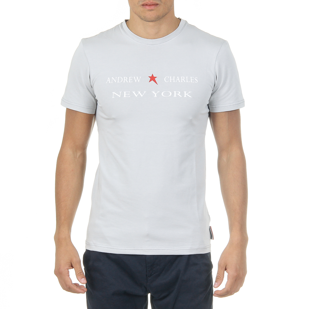Camiseta Andrew Charles para hombre, manga corta, cuello redondo, gris claro, KEITA