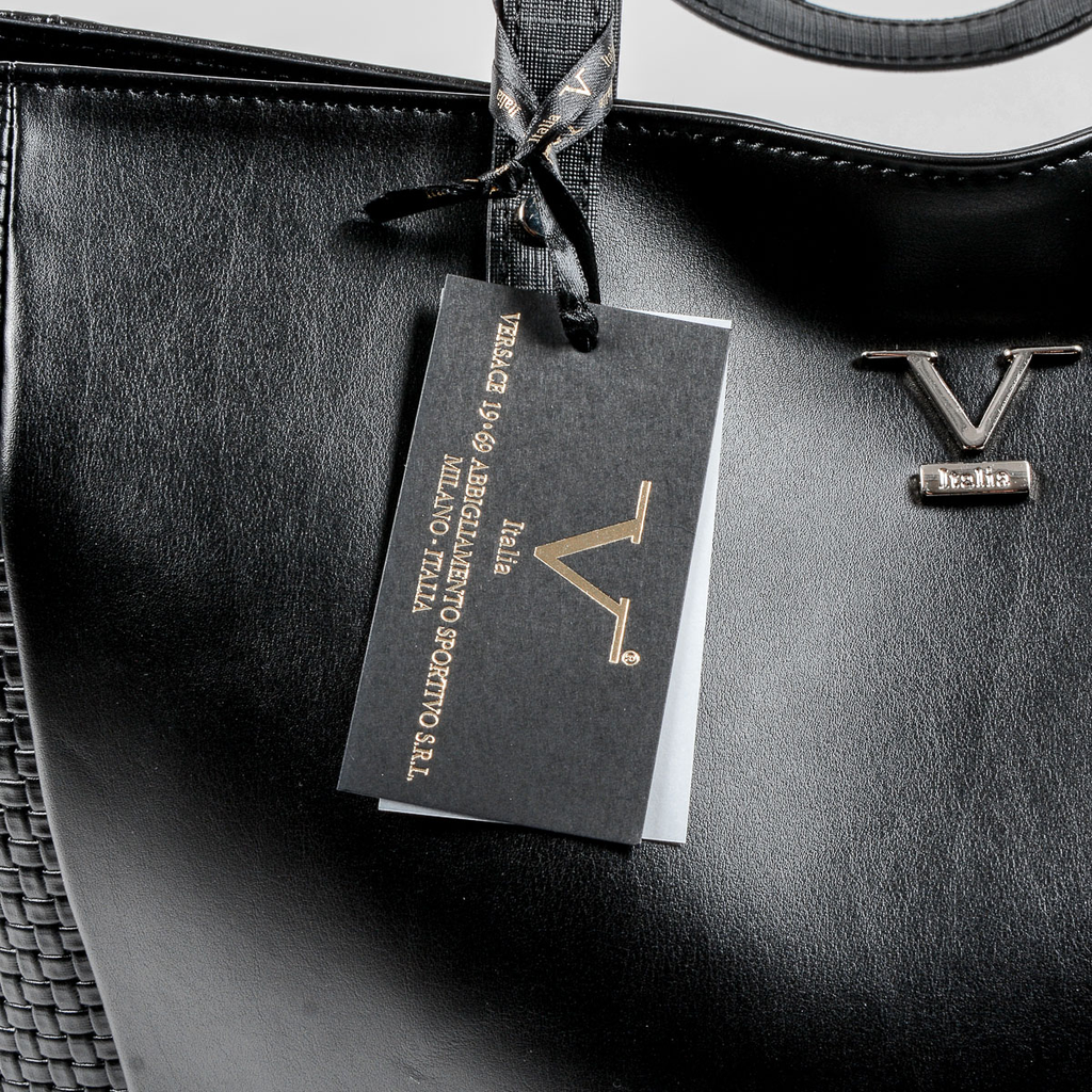 Bolso de mano para mujer V 1969 Italia negro REINA